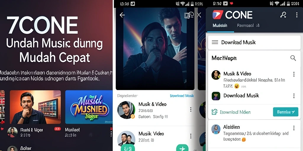 Antarmuka pengguna 7CONE untuk Download Musik yang sederhana dan menarik.