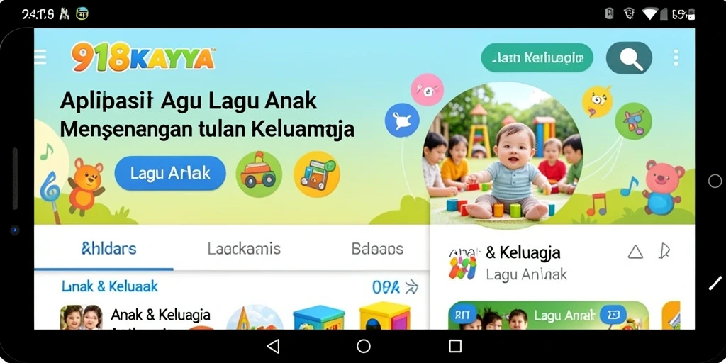 Antarmuka aplikasi <strong>918KAYA</strong> yang menampilkan lagu anak-anak.