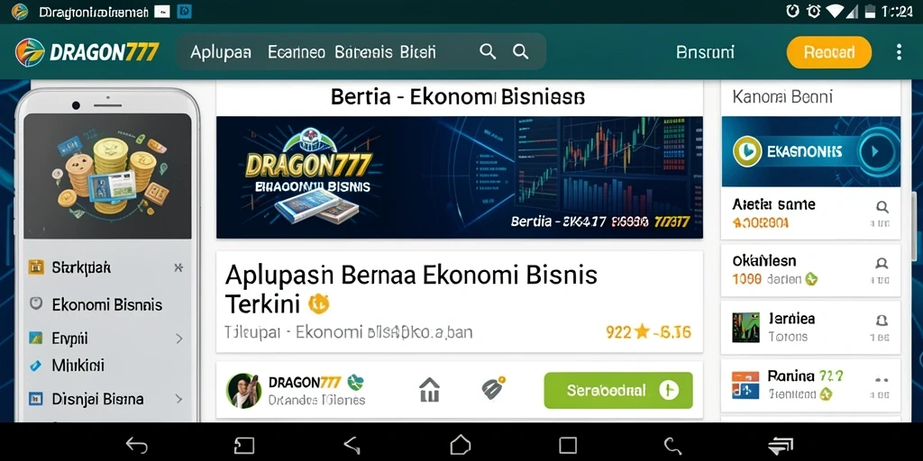 Screenshot antarmuka aplikasi DRAGON777 yang menampilkan berita ekonomi.
