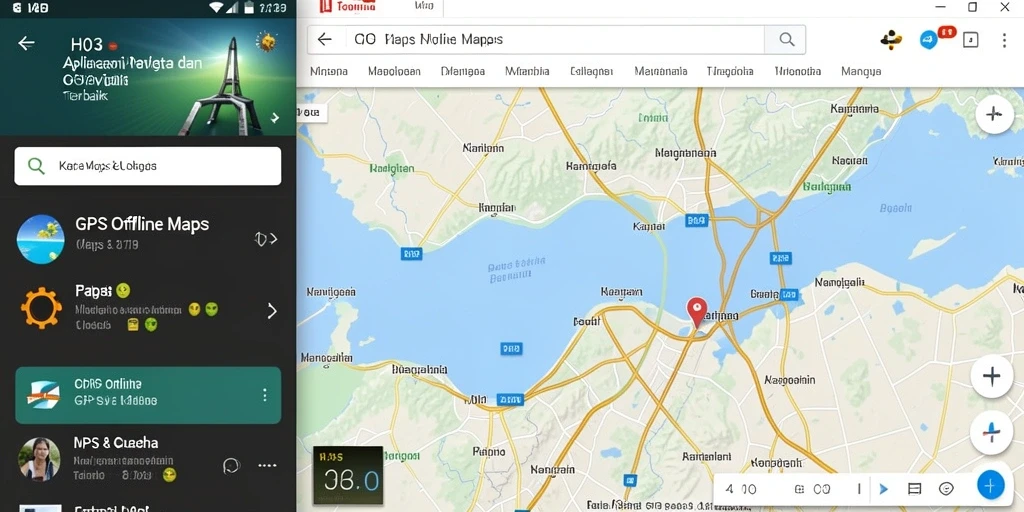 Antarmuka aplikas H03 untuk navigasi GPS Offline yang efisien.