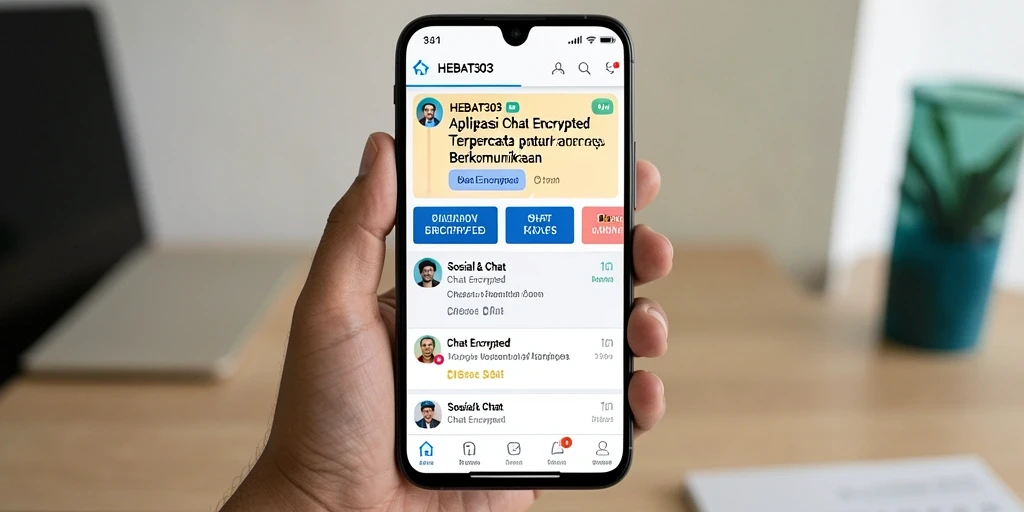 Antarmuka utama HEBAT303 yang menampilkan fitur Chat Encrypted.