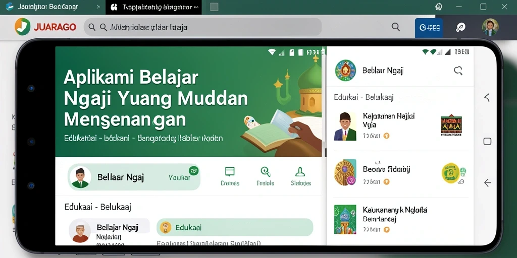 Antarmuka JUARAGO yang menarik dan mudah digunakan untuk Belajar Ngaji.