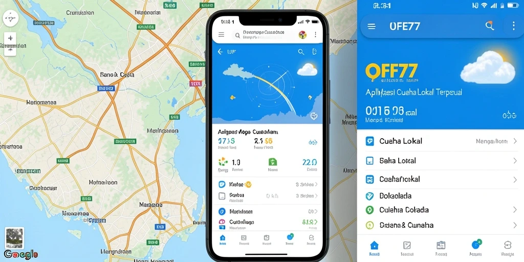 Tampilan antarmuka UFO77 yang menampilkan informasi cuaca lokal secara jelas.
