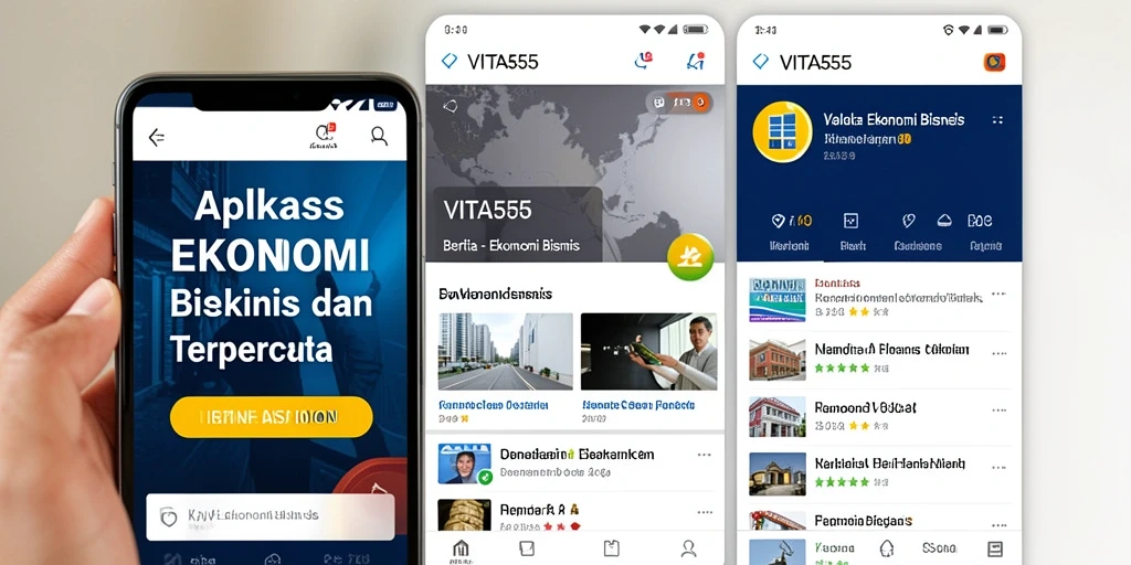 Antarmuka VITA555 menampilkan berita terkini dan analisis ekonomi yang menarik.