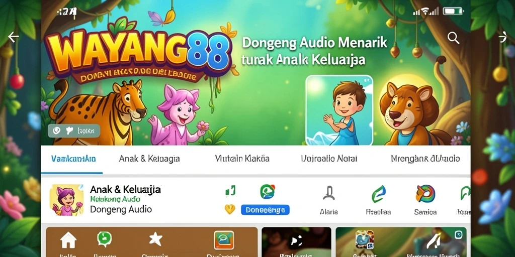 Tampilan antarmuka WAYANG88 yang menarik untuk mendengarkan Dongeng Audio.